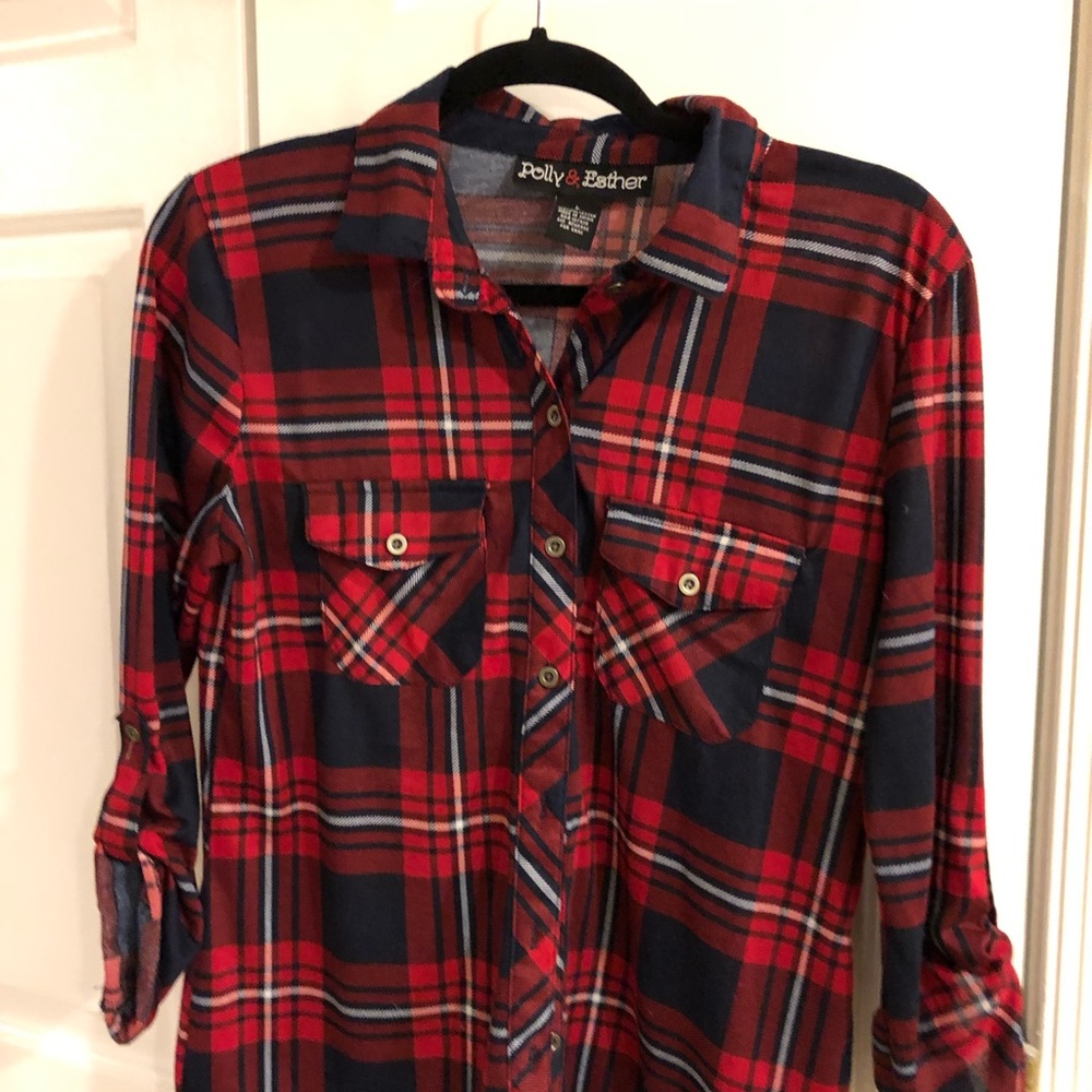 Plaid Button Front Blouse